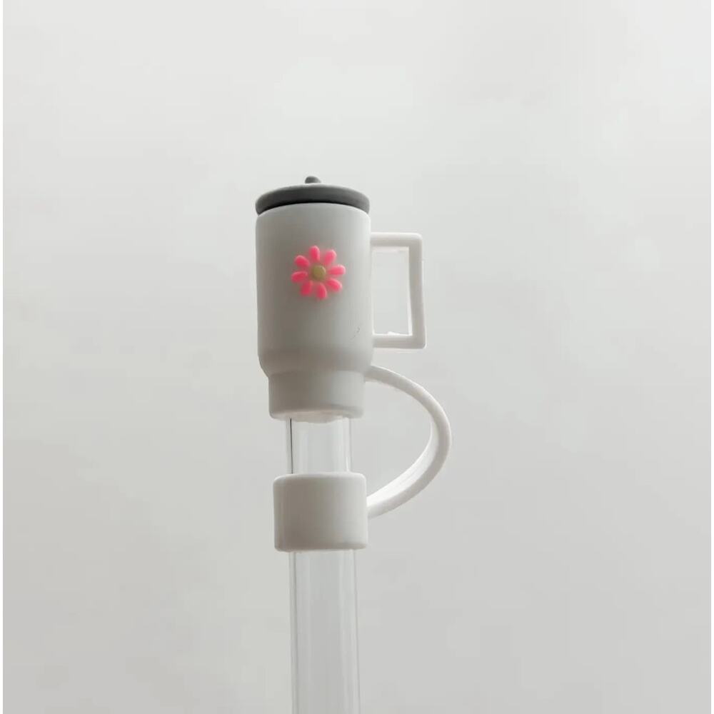 Chic White & Pink Mini Tumbler Straw Covers